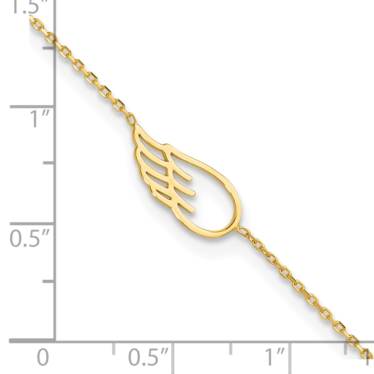 14K Cut-out Wing 10 inch Plus 1 inch Extender - Total 11 inch Anklet ANK299