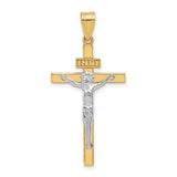 14K Two-tone INRI Crucifix Pendant D3668