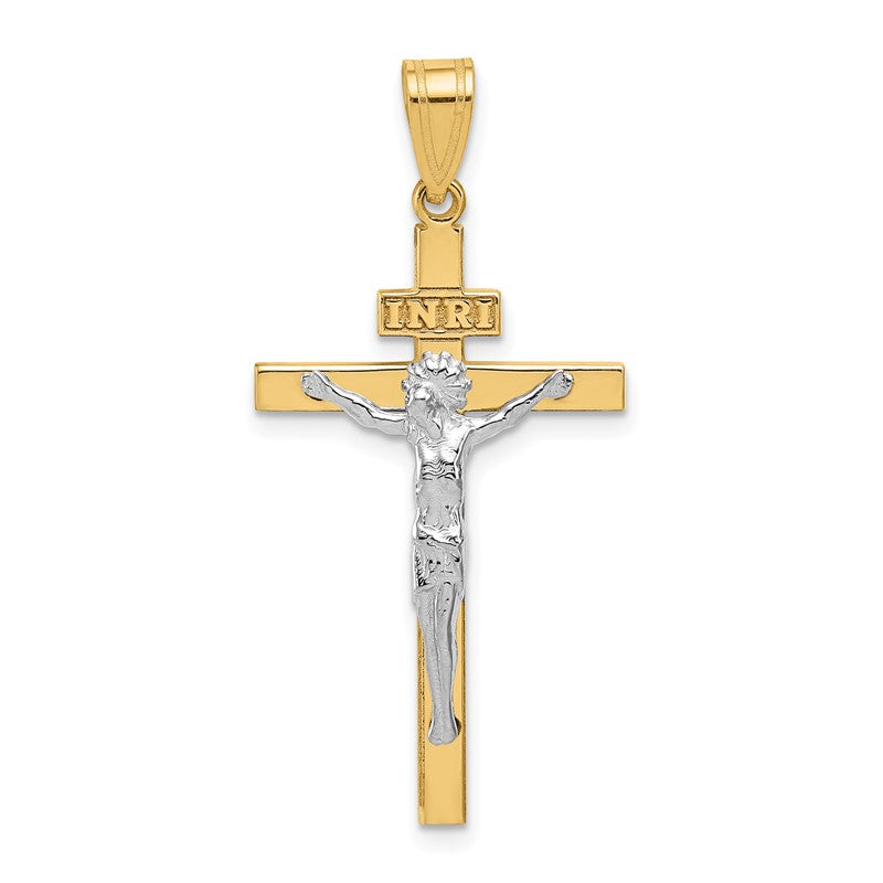 14K Two-tone INRI Crucifix Pendant D3668