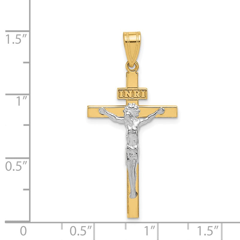 14K Two-tone INRI Crucifix Pendant D3668