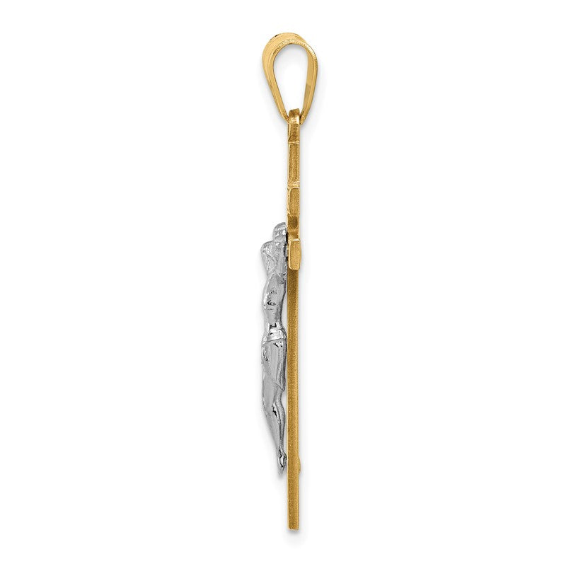14K Two-tone INRI Crucifix Pendant D3668