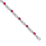 14k White Gold Complete Diamond and Oval Emerald Infinity Link 7.25 inch Bracelet BM4477