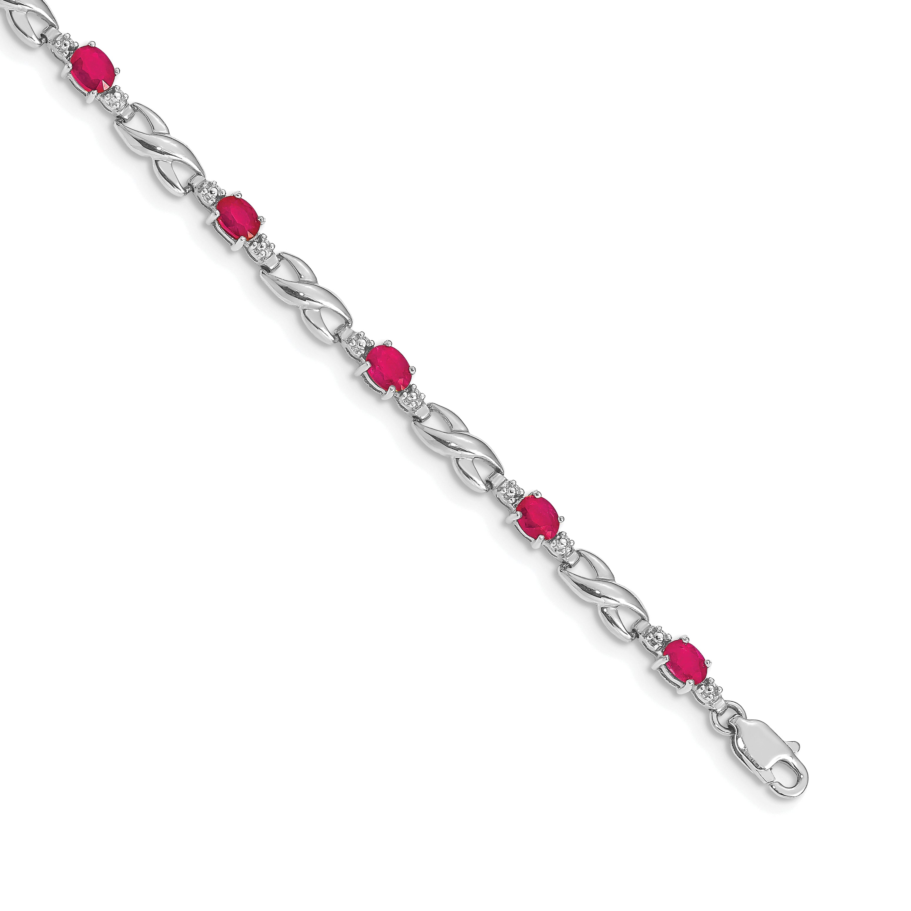 14k White Gold Complete Diamond and Oval Emerald Infinity Link 7.25 inch Bracelet BM4477