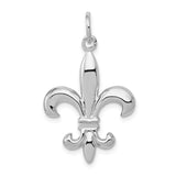 14k White Gold Solid Polished 3-D Fleur de Lis Charm K861
