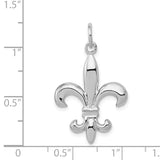 14k White Gold Solid Polished 3-D Fleur de Lis Charm K861