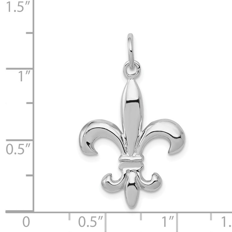 14k White Gold Solid Polished 3-D Fleur de Lis Charm K861