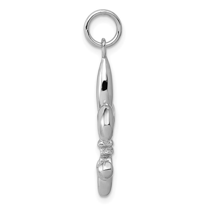 14k White Gold Solid Polished 3-D Fleur de Lis Charm K861