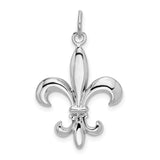 14k White Gold Solid Polished 3-D Fleur de Lis Charm K861