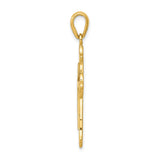 14k Two-tone Fleur De Lis Cross Pendant D1559