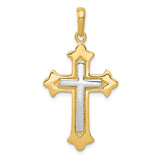 14k Two-tone Fleur De Lis Cross Pendant D1559