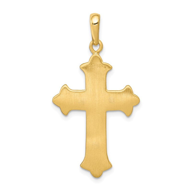 14k Two-tone Fleur De Lis Cross Pendant D1559