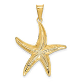 14k and White Rhodium Diamond-cut Polished Starfish Pendant K5817