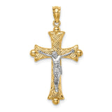 14K Two-Tone Florentine Crucifix Pendant C4704