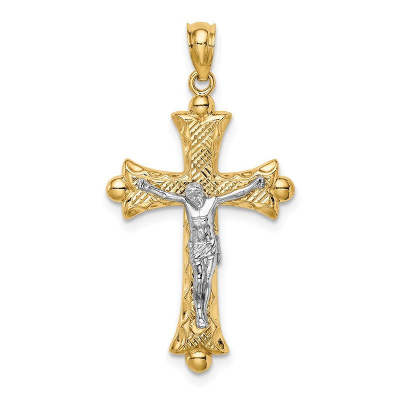 14K Two-Tone Florentine Crucifix Pendant C4704