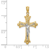 14K Two-Tone Florentine Crucifix Pendant C4704