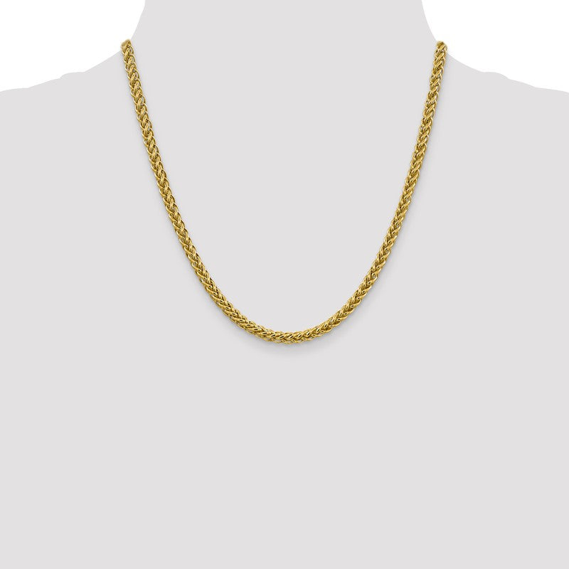 14K 26 inch 4.65mm Semi-Solid 3-Wire Wheat with Lobster Clasp Chain BC178