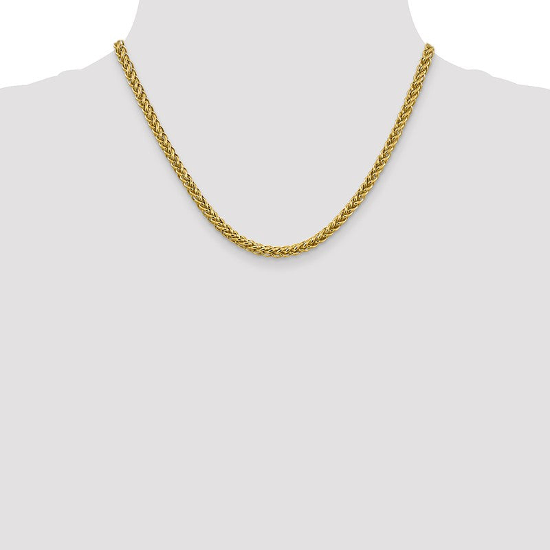 14K 26 inch 4.65mm Semi-Solid 3-Wire Wheat with Lobster Clasp Chain BC178