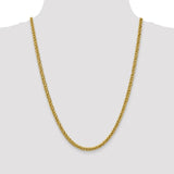 14K 26 inch 4.65mm Semi-Solid 3-Wire Wheat with Lobster Clasp Chain BC178