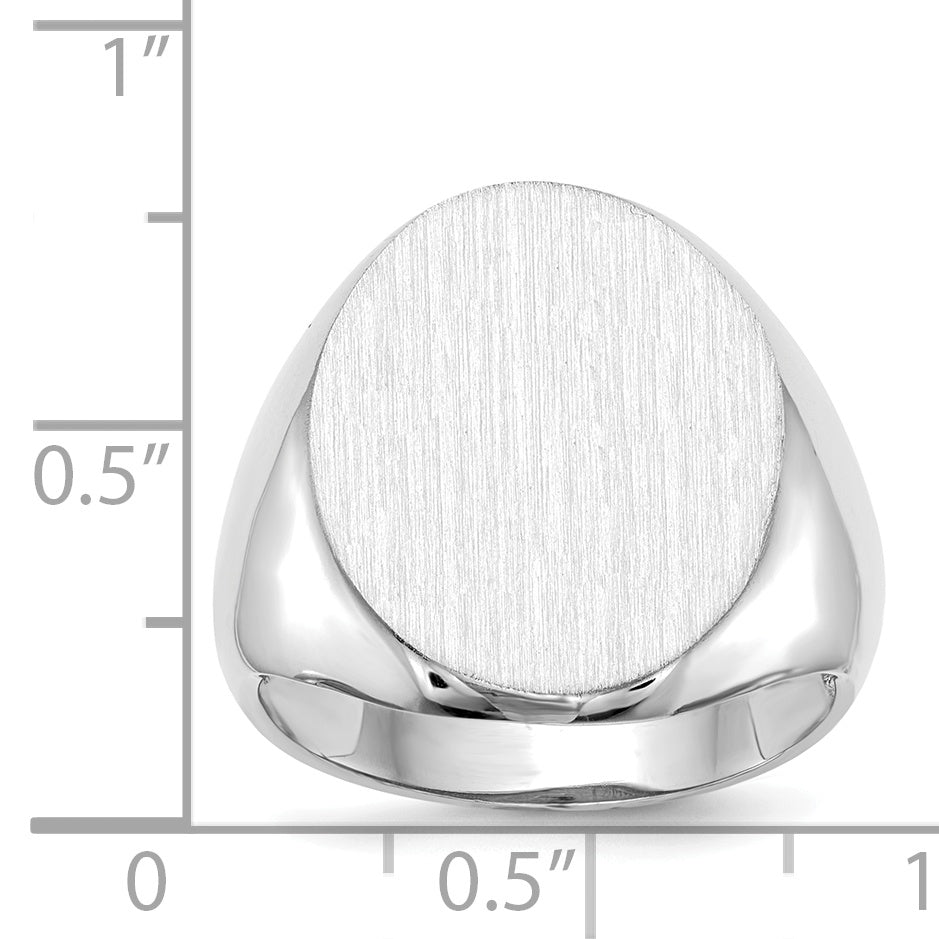 14k White Gold 16.0x20.5mm Oval Open Back Signet Ring RS546