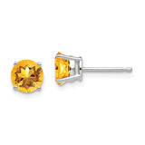 14k White Gold 6mm Round Citrine Post Earrings XE73WCI
