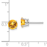 14k White Gold 6mm Round Citrine Post Earrings XE73WCI