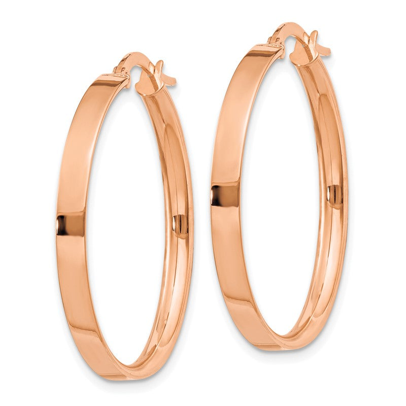 14K Rose Gold 3x29mm Tube Hoop Earrings PRE560
