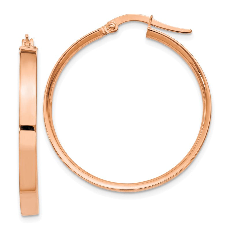 14K Rose Gold 3x29mm Tube Hoop Earrings PRE560