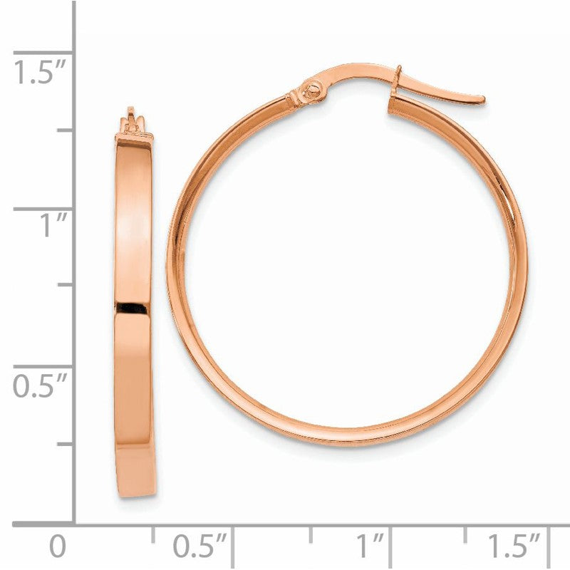 14K Rose Gold 3x29mm Tube Hoop Earrings PRE560