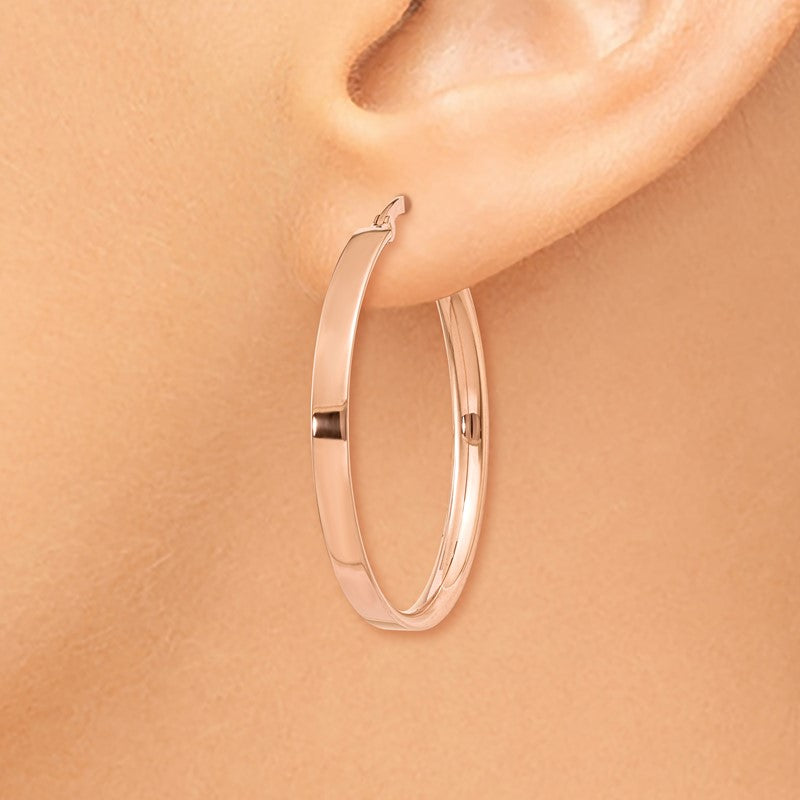 14K Rose Gold 3x29mm Tube Hoop Earrings PRE560