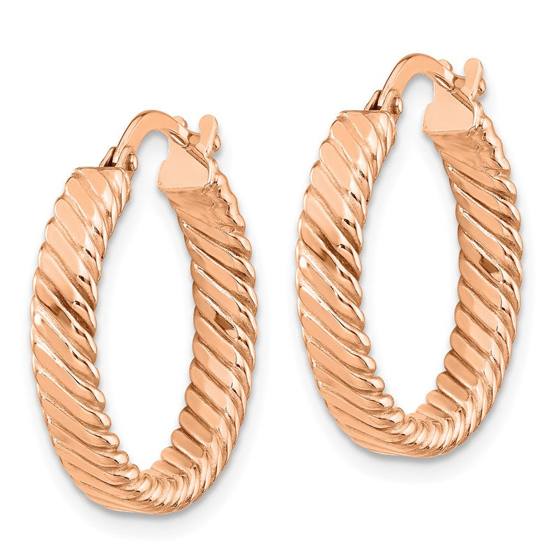 14K Rose Gold Small 3mm Patterned Hoop Earrings TF863R