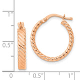 14K Rose Gold Small 3mm Patterned Hoop Earrings TF863R