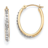 14k Diamond Fascination Diamond Dust/Accent 2x19mm Oval Hoop Earrings DF234