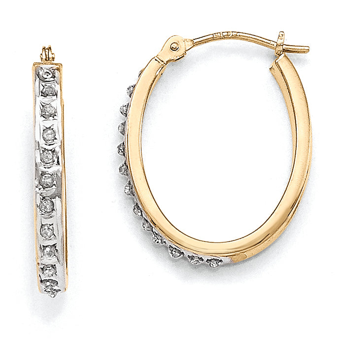 14k Diamond Fascination Diamond Dust/Accent 2x19mm Oval Hoop Earrings DF234