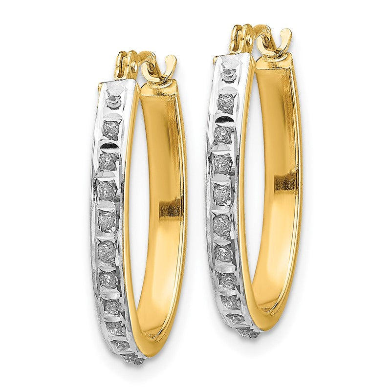 14k Diamond Fascination Diamond Dust/Accent 2x19mm Oval Hoop Earrings DF234