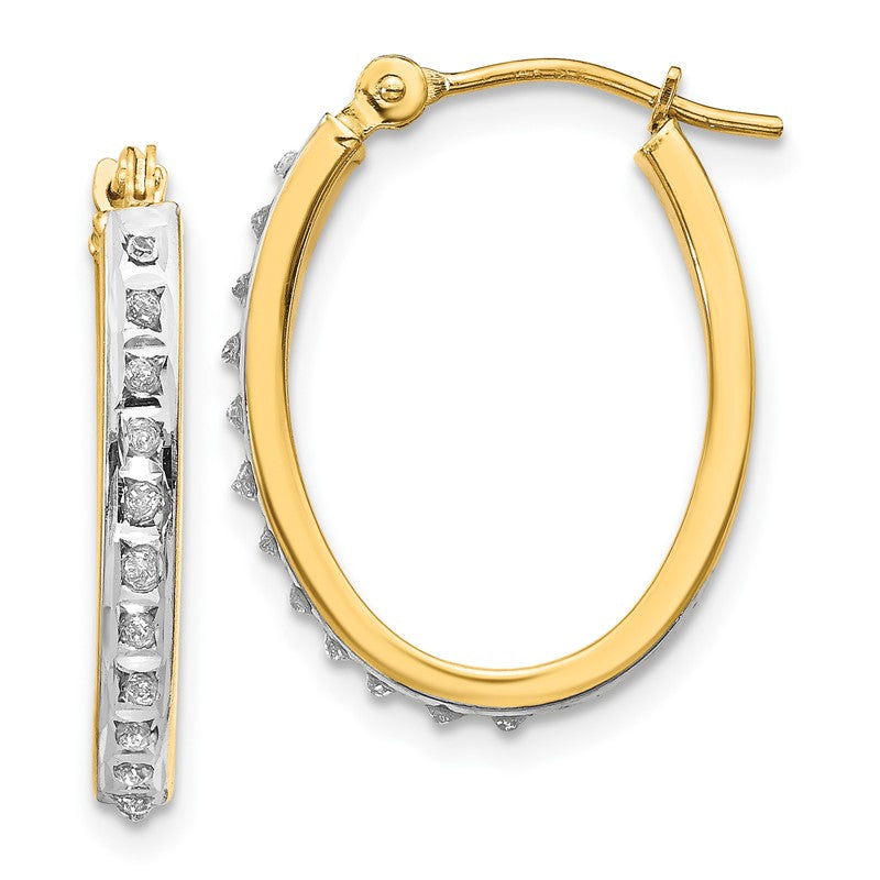 14k Diamond Fascination Diamond Dust/Accent 2x19mm Oval Hoop Earrings DF234