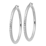 14k White Gold 3x45mm Diamond-cut Round Tube Hoop Earrings TC258