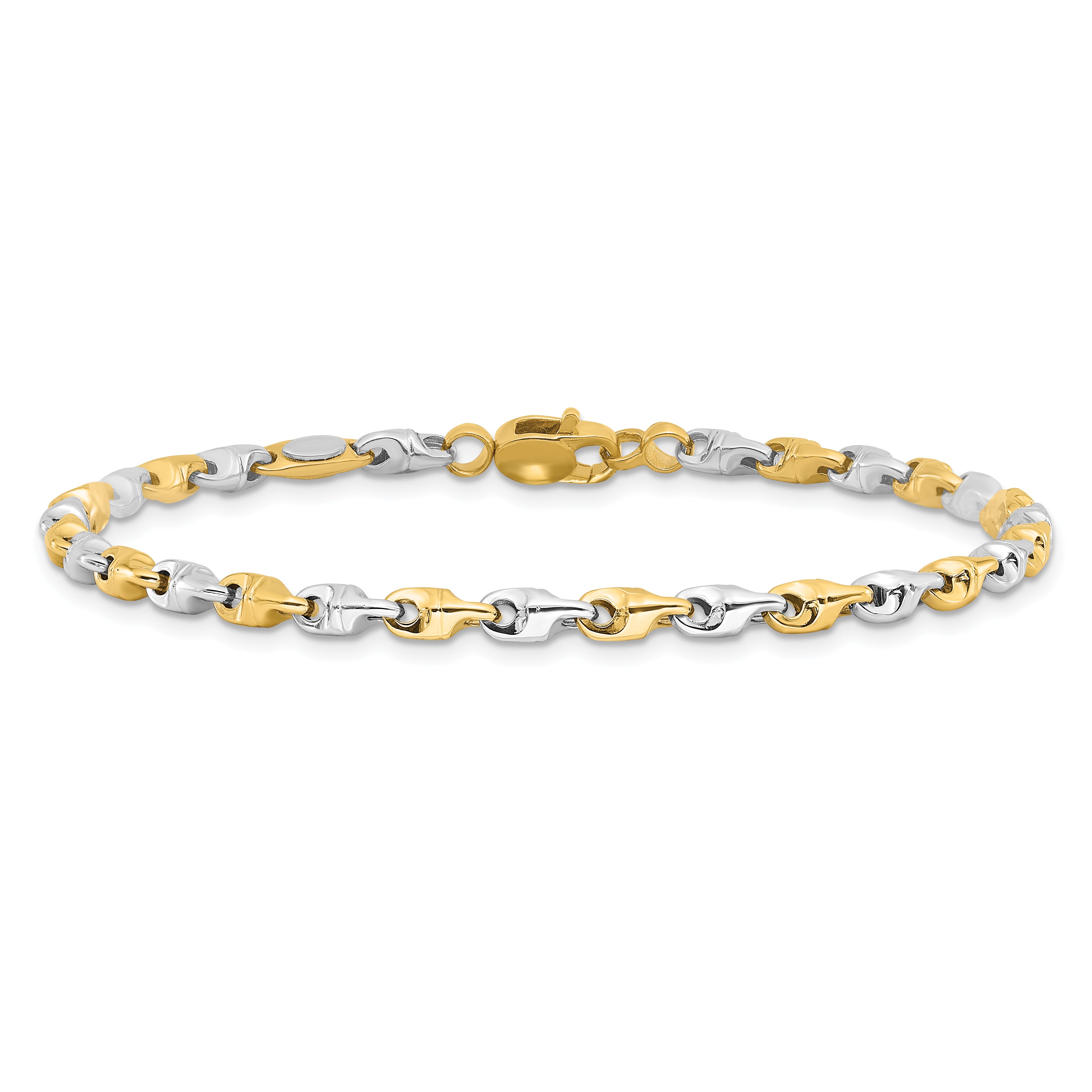 14K Two-tone Polished Fancy Link 7.5 inch Bracelet SF2598