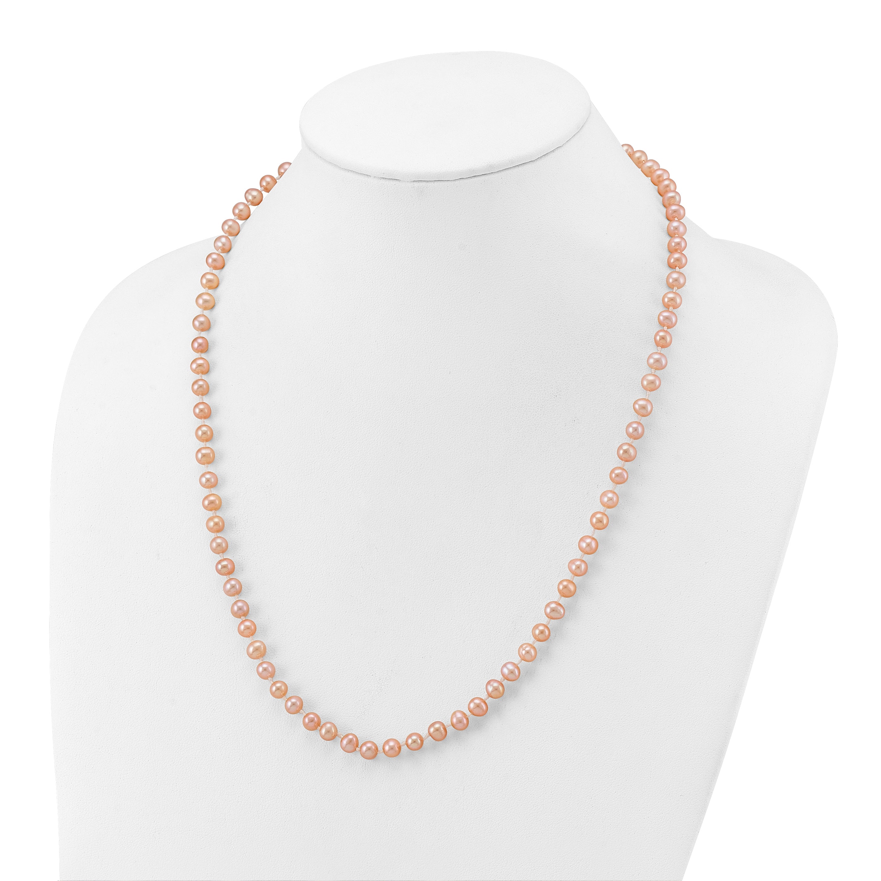 14k 5-6mm Pink Near-Round Freshwater Cultured Pearl 16 inch Necklace PPN050