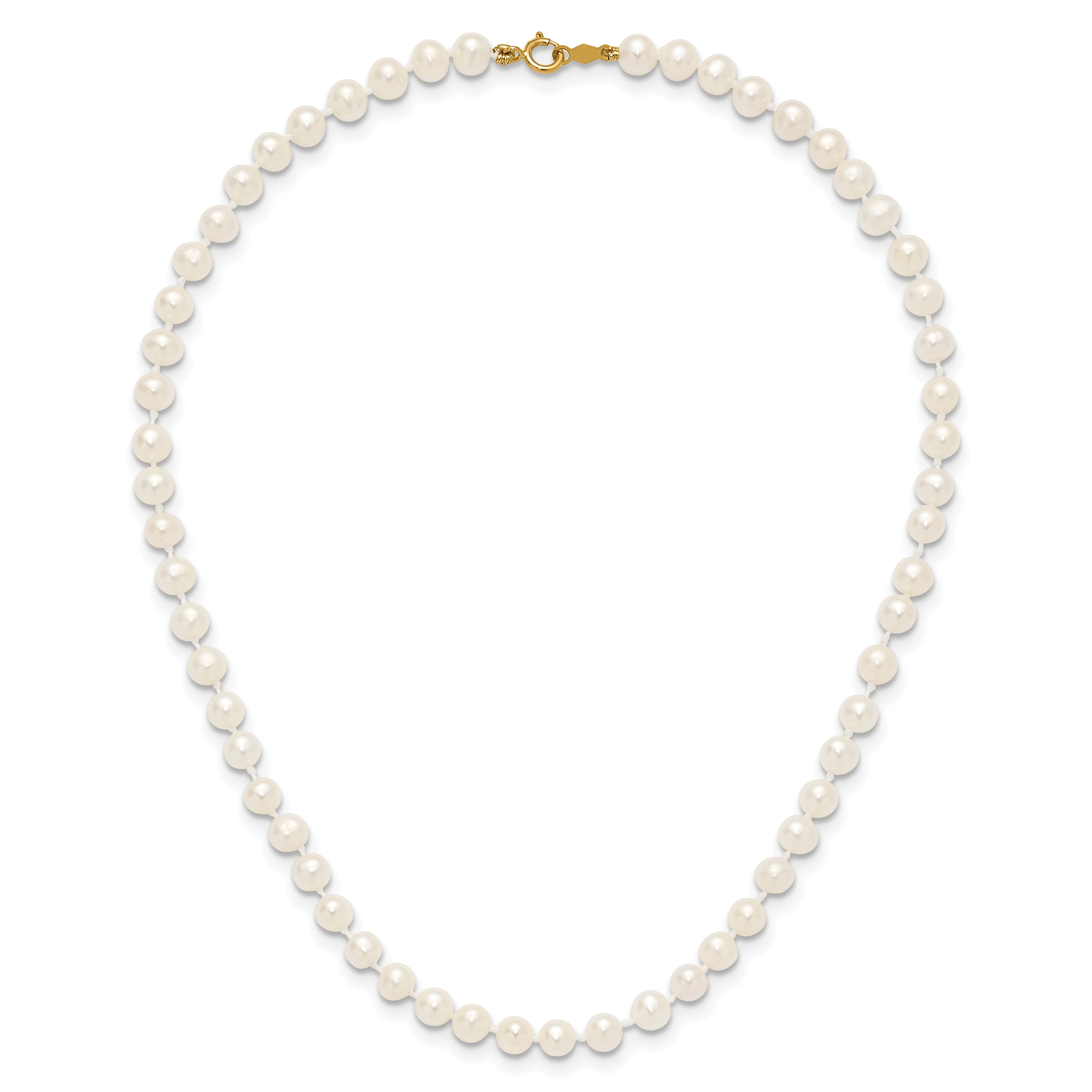14k 4-5mm White Semi-Round Freshwater Cultured Pearl 12 inch Necklace XF451