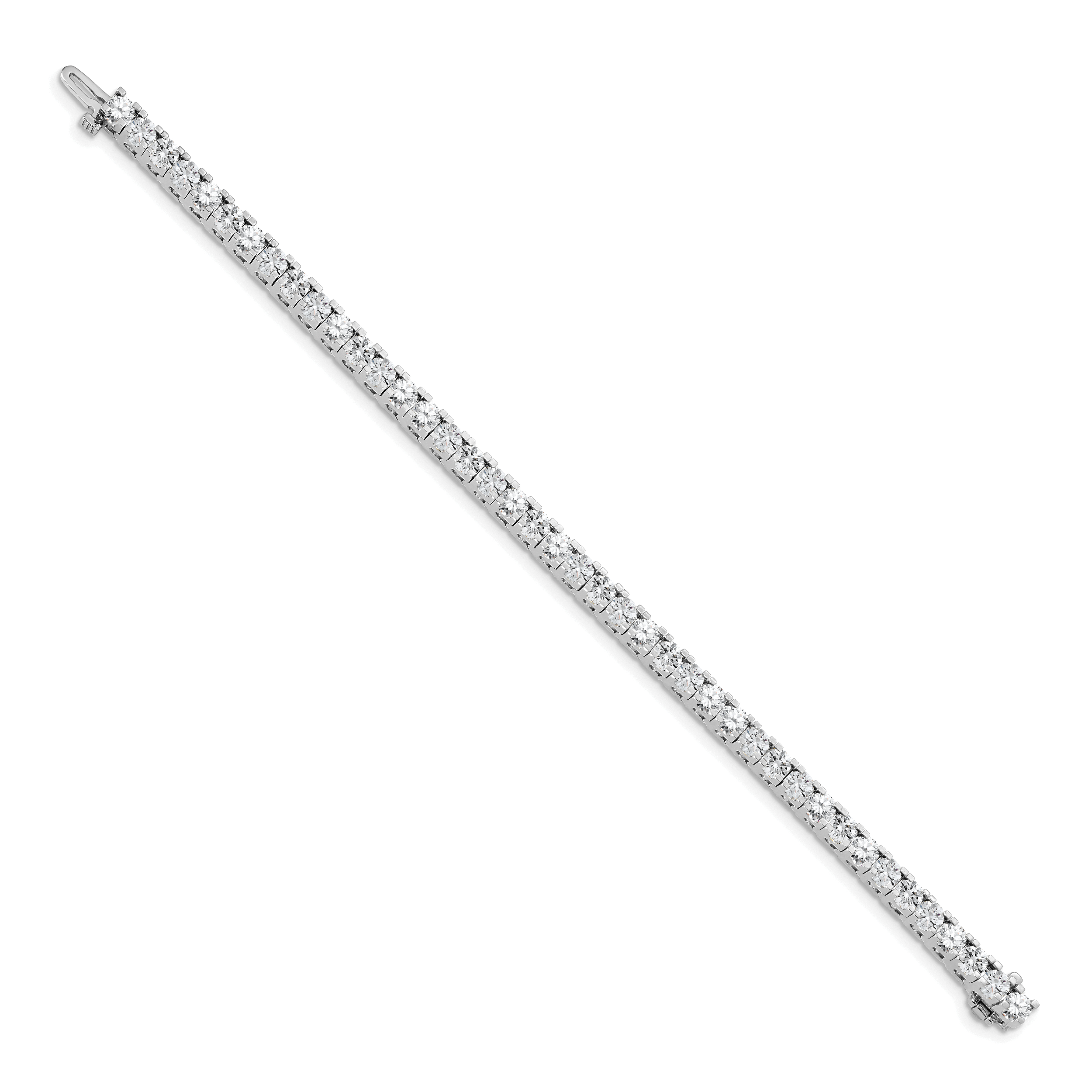 14k White Gold Complete 7.5 carat Round AA Diamond 4-prong 7 inch Tennis Bracelet X2045WAA