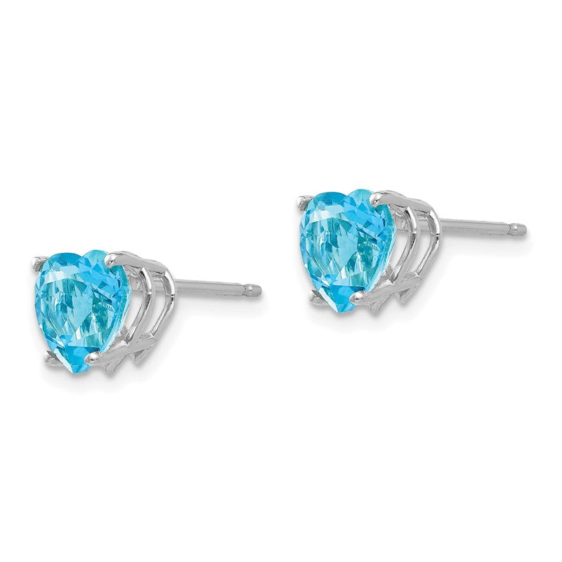 14k White Gold 7mm Heart Blue Topaz Post Earrings XE99WBT