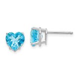 14k White Gold 7mm Heart Blue Topaz Post Earrings XE99WBT