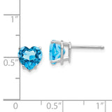 14k White Gold 7mm Heart Blue Topaz Post Earrings XE99WBT