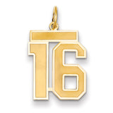 14k Medium Satin Number 16 Charm LSM16
