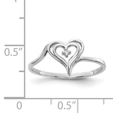 14k White Gold Polished AAA Diamond Heart Ring Y4178AAA