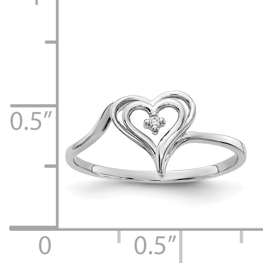 14k White Gold Polished AAA Diamond Heart Ring Y4178AAA