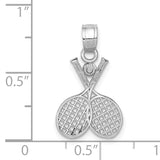 14k White Gold Double Tennis Racquet Charm K5436