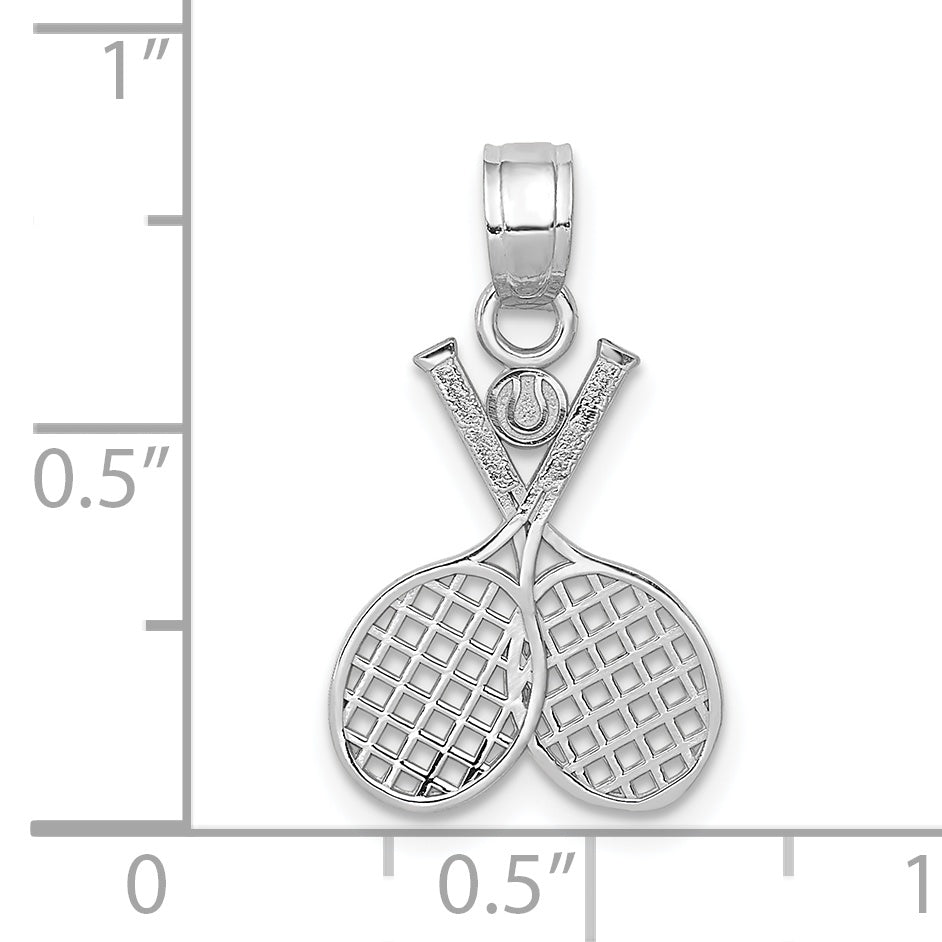 14k White Gold Double Tennis Racquet Charm K5436