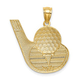 14k and White Rhodium Golf Club and Ball Pendant K3560