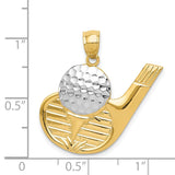 14k and White Rhodium Golf Club and Ball Pendant K3560